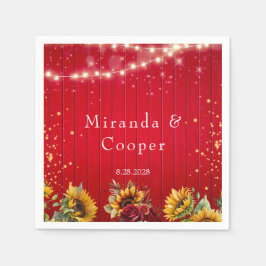 Red Wood Ro och Solblommor Bröllop Pappersservett