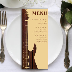 Red Wood & Tan Brown Guitar Wedding Reception Meny