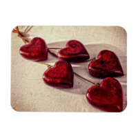 Red Wooden Hearts Tied Toed on a String