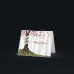 Red Woodland Autumn Bröllop Tack<br><div class="desc">Ett tackkort från bröllop med en illustration av ett träd med rött löv och banderoll runt segment som kan vara personlig med namn. Det här kortet kan även köpas i större gratulationskort storlekt. Leta efter matchande bröllopsinbjudningar och mer på Jill's Paperie.</div>