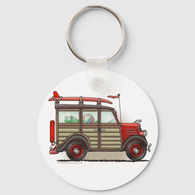 Red Woody Wagon Nyckelrings Nyckelring (Framsida)