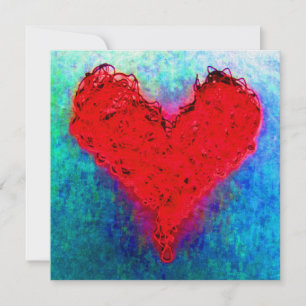 Red Wool Kärlek Heart Knitting Crochet Card
