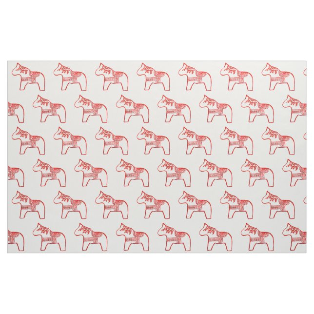 Red work Horse Fabric Tyg (Fat Quarter)