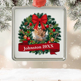 Red Wreath Christmas  Julgransprydnad Metall