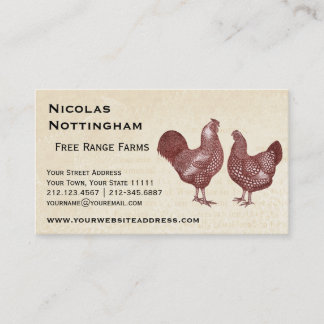 Red Wyandotte Chickens Poultry Farm Visitkort