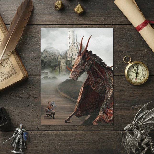 Red Wyvern Dragon Knight Castle Ligcape Vykort (Skapare uppladdad)