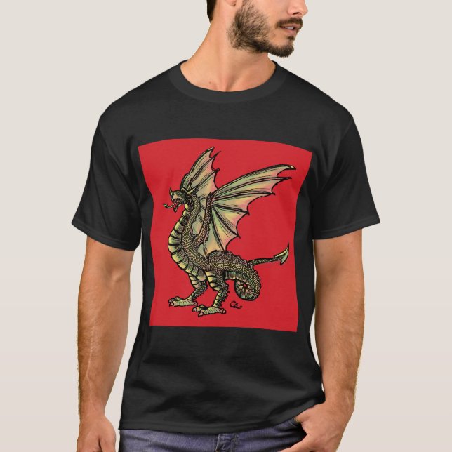 Red Wyvern Dragon T-Shirt (Framsida)