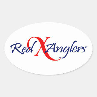 Red X Anglers Oval Sticker Ovalt Klistermärke