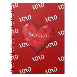 Red XOXO Heart Anteckningsbok