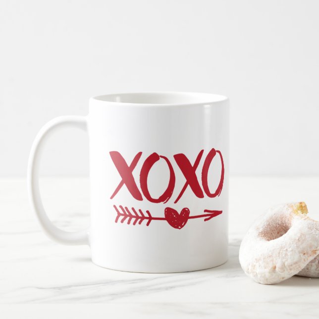 Red XOXO Heart Arrow Coffe Mugg (Med munk)