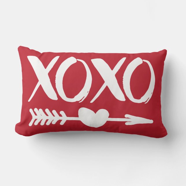 Red XOXO Heart Arrow Coffe Mugg Lumbarkudde (Framsida)