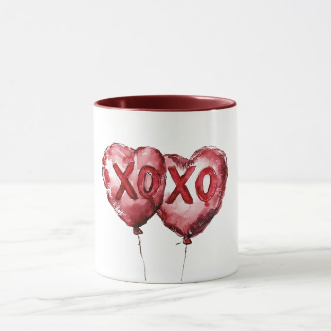 Red XOXO Heart Balloons Love Valentine Mugg (Center)