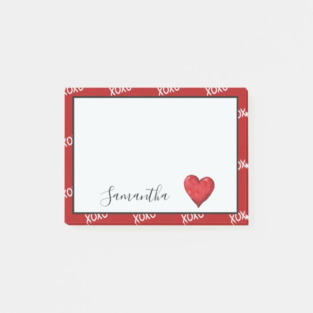 Red XOXO Heart Post-it Block (Framsida)