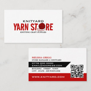 Red Yarn Store Logotyp, Knitting Store, Garnaffe Visitkort