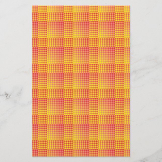 Red Yellow Checker Abstract Pattern Brevpapper (Framsida)