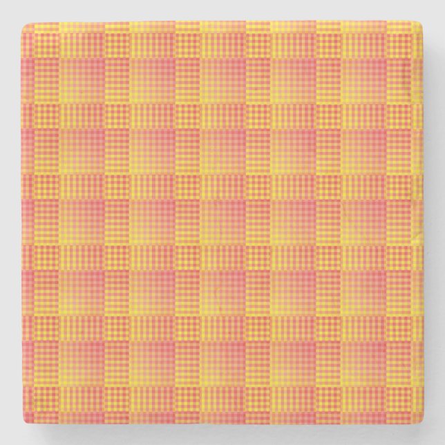 Red Yellow Checker Abstract Pattern Stenunderlägg (Framsidan)