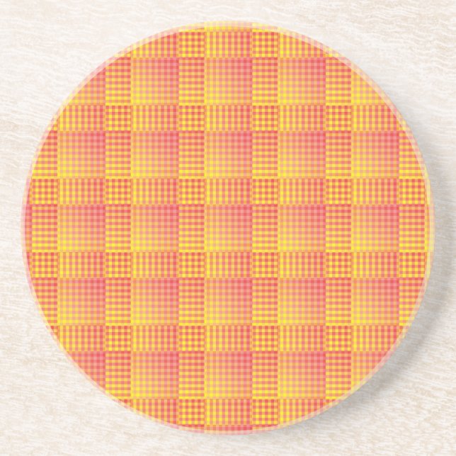 Red Yellow Checker Abstract Pattern Underlägg (Framsidan)