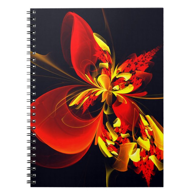 Red Yellow Floral Modern Abstract Art Pattern #10 Anteckningsbok (Framsidan)