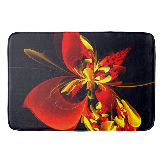 Red Yellow Floral Modern Abstract Art Pattern #10 Badrumsmatta (Framsidan)