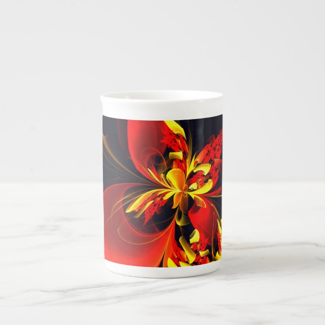 Red Yellow Floral Modern Abstract Art Pattern #10 Benporslin Mugg (Framsidan)