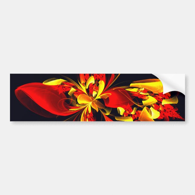 Red Yellow Floral Modern Abstract Art Pattern #10 Bildekal (Framsidan)