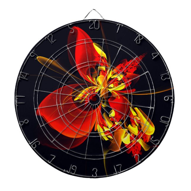 Red Yellow Floral Modern Abstract Art Pattern #10 Darttavla (Framsidan)