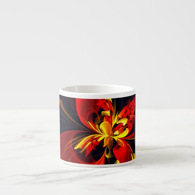 Red Yellow Floral Modern Abstract Art Pattern #10 Espressomugg (Framsidan)