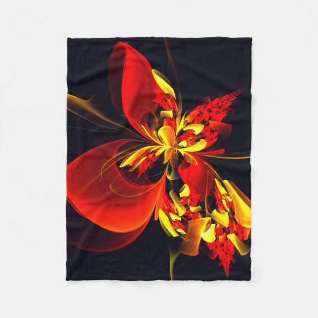 Red Yellow Floral Modern Abstract Art Pattern #10 Fleecefilt (Framsidan)