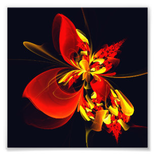 Red Yellow Floral Modern Abstract Art Pattern #10 Fototryck
