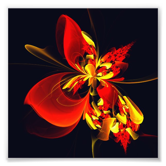 Red Yellow Floral Modern Abstract Art Pattern #10 Fototryck (Framsidan)