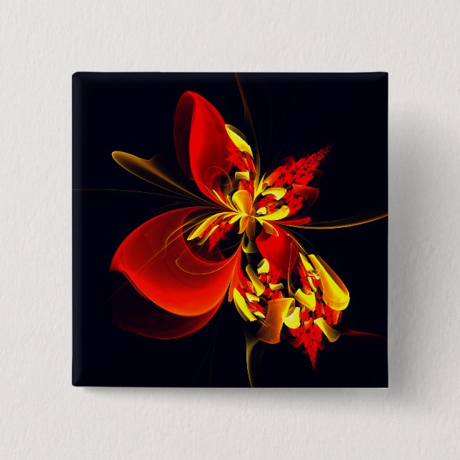 Red Yellow Floral Modern Abstract Art Pattern #10 Knapp (Framsida)