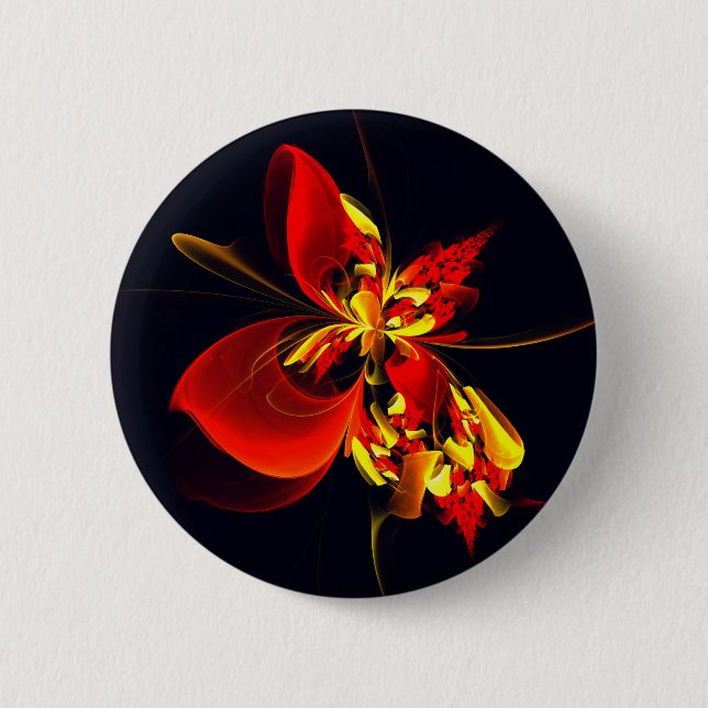 Red Yellow Floral Modern Abstract Art Pattern #10 Knapp (Framsida)