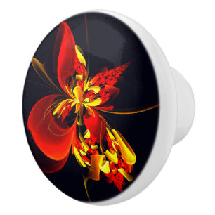 Red Yellow Floral Modern Abstract Art Pattern #10 Knopp