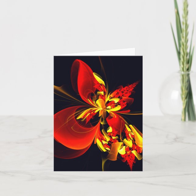 Red Yellow Floral Modern Abstract Art Pattern #10 Kort (Framsida)