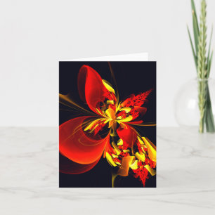 Red Yellow Floral Modern Abstract Art Pattern #10 Kort