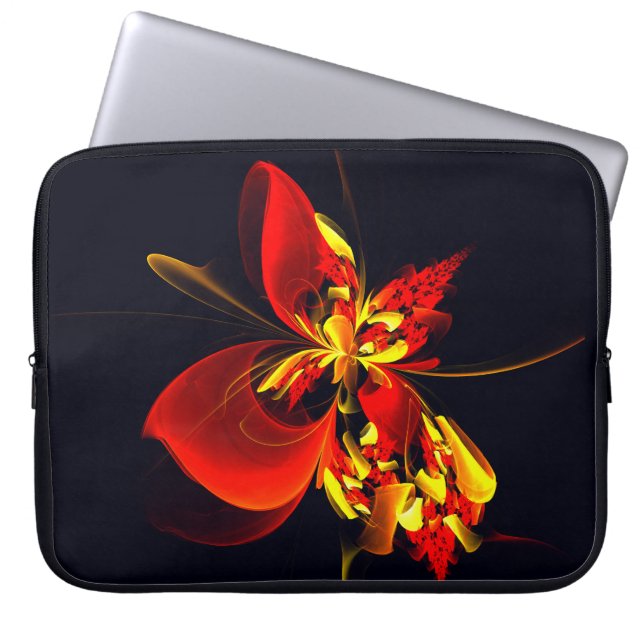 Red Yellow Floral Modern Abstract Art Pattern #10 Laptop Fodral (Framsidan)