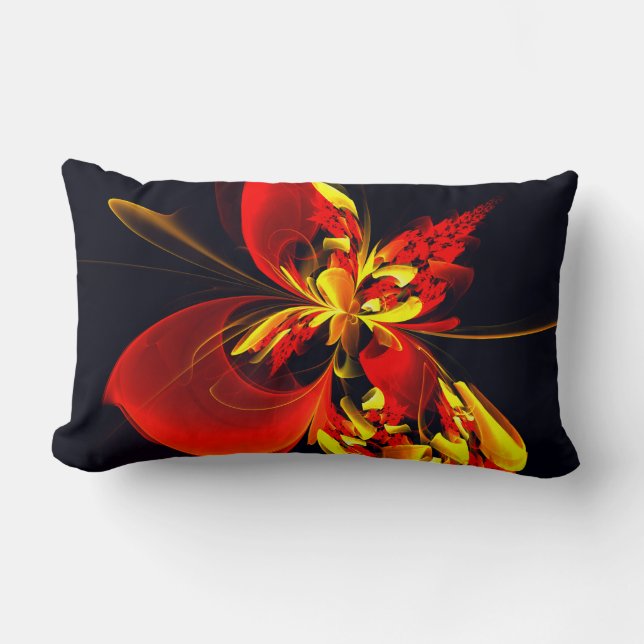Red Yellow Floral Modern Abstract Art Pattern #10 Lumbarkudde (Framsida)