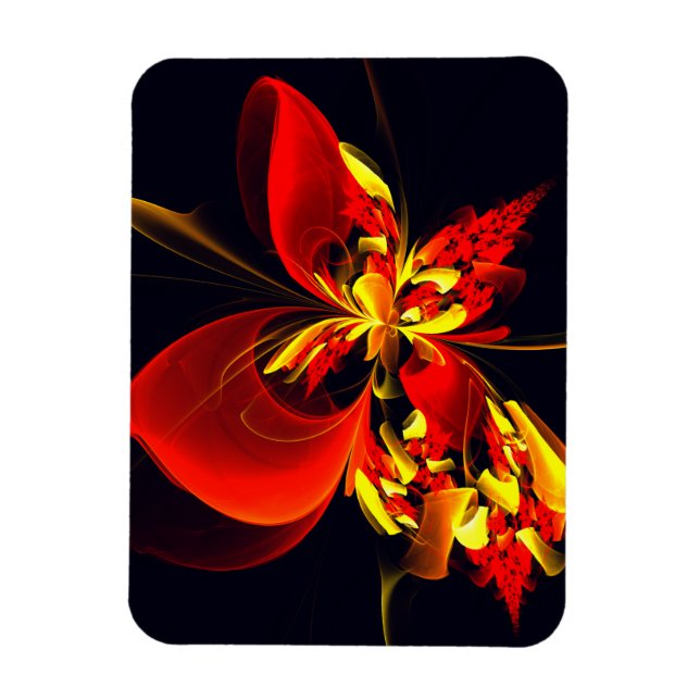 Red Yellow Floral Modern Abstract Art Pattern #10 Magnet (Vertikal)