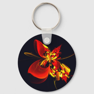 Red Yellow Floral Modern Abstract Art Pattern #10 Nyckelring