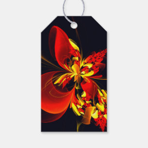 Red Yellow Floral Modern Abstract Art Pattern #10 Presentetikett