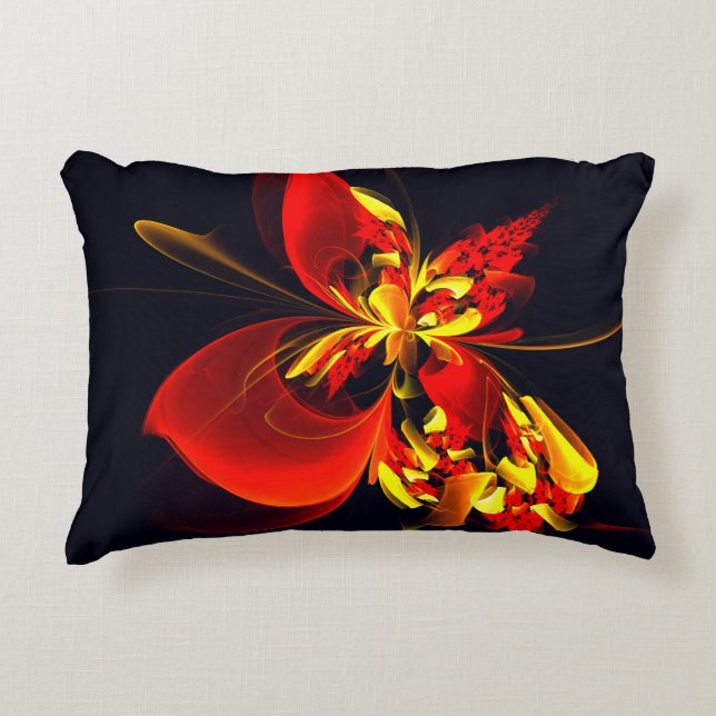 Red Yellow Floral Modern Abstract Art Pattern #10 Prydnadskudde (Framsidan)