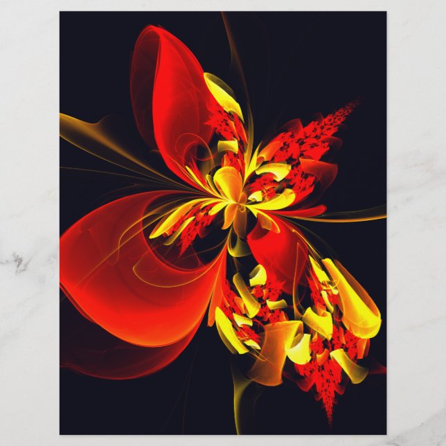 Red Yellow Floral Modern Abstract Art Pattern #10 Reklamblad (Framsidan)