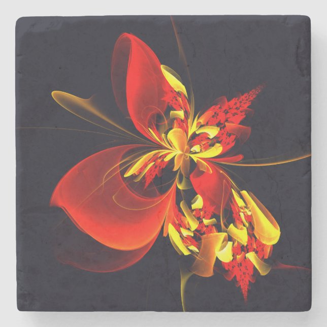 Red Yellow Floral Modern Abstract Art Pattern #10 Stenunderlägg (Framsidan)