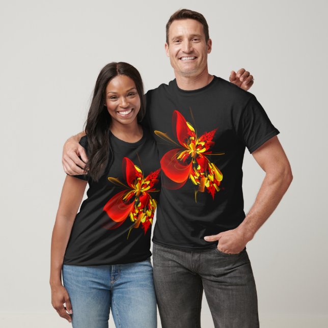 Red Yellow Floral Modern Abstract Art Pattern #10 T Shirt (Unisex)