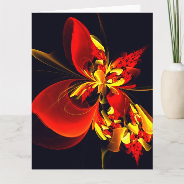 Red Yellow Floral Modern Abstract Art Pattern #10 Tack Kort (Framsida)