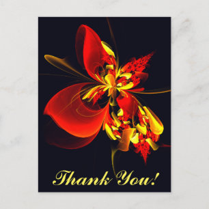 Red Yellow Floral Modern Abstract Art Pattern #10 Vykort
