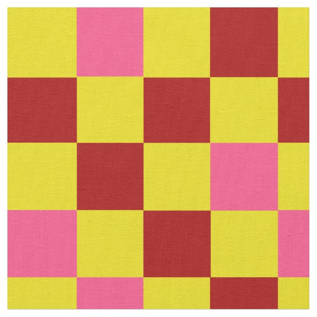 Red Yellow Pink Checkered Pattern Design  Tyg (Närbild)