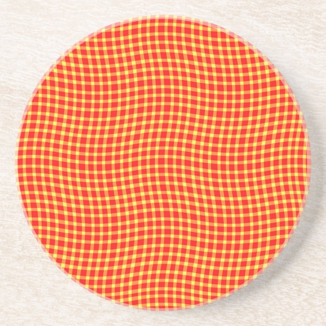 Red Yellow Plaid Checker Seamless Pattern Underlägg (Framsidan)