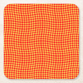 Red Yellow Plaid Checker Seamless Pattern Underlägg Papper Kvadrat