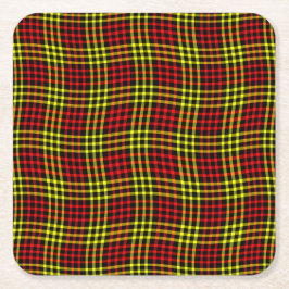 Red Yellow Plaid Checker Seamless Pattern Underlägg Papper Kvadrat